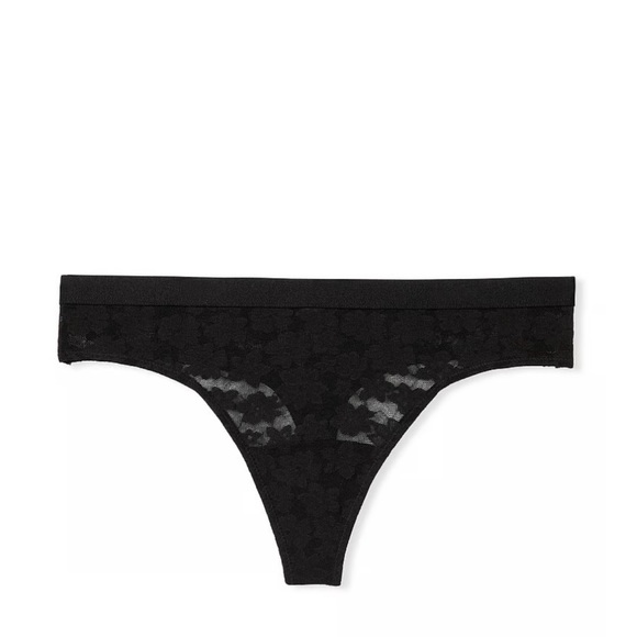 🖤🌶️Victoria’s Secret Wear Everywhere Lace Thong Panty-M-Pure Black - Picture 4 of 11